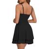 imageKaximil Womens Sexy Spaghetti Strap Ruffle Mini Dress Ruched Corset Party Club A Line Short DressesBlack