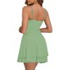 imageKaximil Womens Sexy Spaghetti Strap Ruffle Mini Dress Ruched Corset Party Club A Line Short DressesPea Green