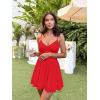 imageKaximil Womens Sexy Spaghetti Strap Ruffle Mini Dress Ruched Corset Party Club A Line Short DressesRed