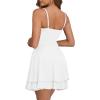 imageKaximil Womens Sexy Spaghetti Strap Ruffle Mini Dress Ruched Corset Party Club A Line Short DressesWhite