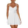 imageKaximil Womens Sexy Spaghetti Strap Ruffle Mini Dress Ruched Corset Party Club A Line Short DressesWhite