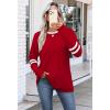imageSAMPEEL Long Sleeve Shirts for Women Color Block Casual Tops Crew Neck Fall Basic Tees Fashion Clothes 202501 Red