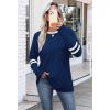 imageSAMPEEL Long Sleeve Shirts for Women Color Block Casual Tops Crew Neck Fall Basic Tees Fashion Clothes 202503 Navy Blue