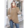 imageSAMPEEL Long Sleeve Shirts for Women Color Block Casual Tops Crew Neck Fall Basic Tees Fashion Clothes 202505 Khaki