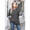 imageSAMPEEL Long Sleeve Shirts for Women Color Block Casual Tops Crew Neck Fall Basic Tees Fashion Clothes 202506 Grey