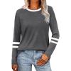 imageSAMPEEL Long Sleeve Shirts for Women Color Block Casual Tops Crew Neck Fall Basic Tees Fashion Clothes 202506 Grey