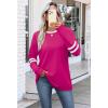 imageSAMPEEL Long Sleeve Shirts for Women Color Block Casual Tops Crew Neck Fall Basic Tees Fashion Clothes 202507 Hot Pink