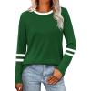 imageSAMPEEL Long Sleeve Shirts for Women Color Block Casual Tops Crew Neck Fall Basic Tees Fashion Clothes 202508 Green