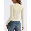 imageTrendy Queen Long Sleeve Shirts for Women 2025 Fall Fashion V Neck Basics Crop Tops Slim Fitted Y2K Tops Outfits ClothesApricot