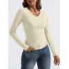 imageTrendy Queen Long Sleeve Shirts for Women 2025 Fall Fashion V Neck Basics Crop Tops Slim Fitted Y2K Tops Outfits ClothesApricot