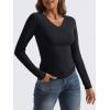 imageTrendy Queen Long Sleeve Shirts for Women 2025 Fall Fashion V Neck Basics Crop Tops Slim Fitted Y2K Tops Outfits ClothesBlack