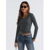 imageTrendy Queen Long Sleeve Shirts for Women 2025 Fall Fashion V Neck Basics Crop Tops Slim Fitted Y2K Tops Outfits ClothesGray