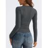 imageTrendy Queen Long Sleeve Shirts for Women 2025 Fall Fashion V Neck Basics Crop Tops Slim Fitted Y2K Tops Outfits ClothesGray