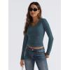 imageTrendy Queen Long Sleeve Shirts for Women 2025 Fall Fashion V Neck Basics Crop Tops Slim Fitted Y2K Tops Outfits ClothesHaze Blue