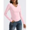 imageTrendy Queen Long Sleeve Shirts for Women 2025 Fall Fashion V Neck Basics Crop Tops Slim Fitted Y2K Tops Outfits ClothesPink