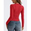 imageTrendy Queen Long Sleeve Shirts for Women 2025 Fall Fashion V Neck Basics Crop Tops Slim Fitted Y2K Tops Outfits ClothesRed