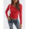 imageTrendy Queen Long Sleeve Shirts for Women 2025 Fall Fashion V Neck Basics Crop Tops Slim Fitted Y2K Tops Outfits ClothesRed