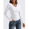 imageTrendy Queen Long Sleeve Shirts for Women 2025 Fall Fashion V Neck Basics Crop Tops Slim Fitted Y2K Tops Outfits ClothesWhite