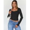 imageTrendy Queen Womens Long Sleeve Tops Going Out Top Trendy Cute Shirt Y2k Clothes Fashion Clothing Fall Outfits 2025Black