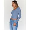 imageTrendy Queen Womens Long Sleeve Tops Going Out Top Trendy Cute Shirt Y2k Clothes Fashion Clothing Fall Outfits 2025Blue Gray