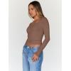 imageTrendy Queen Womens Long Sleeve Tops Going Out Top Trendy Cute Shirt Y2k Clothes Fashion Clothing Fall Outfits 2025Brown