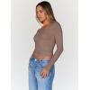 imageTrendy Queen Womens Long Sleeve Tops Going Out Top Trendy Cute Shirt Y2k Clothes Fashion Clothing Fall Outfits 2025Coffeegrey