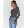 imageTrendy Queen Womens Long Sleeve Tops Going Out Top Trendy Cute Shirt Y2k Clothes Fashion Clothing Fall Outfits 2025Gray
