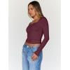 imageTrendy Queen Womens Long Sleeve Tops Going Out Top Trendy Cute Shirt Y2k Clothes Fashion Clothing Fall Outfits 2025Wine Red