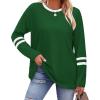 imageSAMPEEL Long Sleeve Shirts for Women Color Block Casual Tops Crew Neck Fall Basic Tees Fashion Clothes 202508 Green