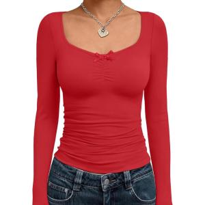 imageTrendy Queen Womens Long Sleeve Tops Going Out Top Trendy Cute Shirt Y2k Clothes Fashion Clothing Fall Outfits 2025Red