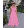 imageKaximil Womens Square Neck Corset A Line Maxi Dress Ruffle Ruched Waist Flowy Long DressesPink