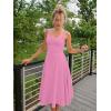 imageKaximil Womens Square Neck Corset A Line Maxi Dress Ruffle Ruched Waist Flowy Long DressesPink