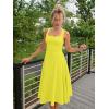 imageKaximil Womens Square Neck Corset A Line Maxi Dress Ruffle Ruched Waist Flowy Long DressesYellow
