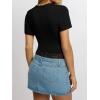 imageWomen Lace Crop Tops Sexy Summer Shot Sleeve Shirts Square Neck Blosues Going Out Y2K Trendy Basic Fitted T ShirtsBlack