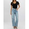 imageWomen Lace Crop Tops Sexy Summer Shot Sleeve Shirts Square Neck Blosues Going Out Y2K Trendy Basic Fitted T ShirtsBlack