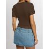 imageWomen Lace Crop Tops Sexy Summer Shot Sleeve Shirts Square Neck Blosues Going Out Y2K Trendy Basic Fitted T ShirtsBrown