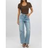 imageWomen Lace Crop Tops Sexy Summer Shot Sleeve Shirts Square Neck Blosues Going Out Y2K Trendy Basic Fitted T ShirtsBrown