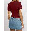 imageWomen Lace Crop Tops Sexy Summer Shot Sleeve Shirts Square Neck Blosues Going Out Y2K Trendy Basic Fitted T ShirtsRed