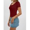 imageWomen Lace Crop Tops Sexy Summer Shot Sleeve Shirts Square Neck Blosues Going Out Y2K Trendy Basic Fitted T ShirtsRed