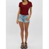 imageWomen Lace Crop Tops Sexy Summer Shot Sleeve Shirts Square Neck Blosues Going Out Y2K Trendy Basic Fitted T ShirtsRed