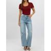 imageWomen Lace Crop Tops Sexy Summer Shot Sleeve Shirts Square Neck Blosues Going Out Y2K Trendy Basic Fitted T ShirtsRed