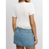 imageWomen Lace Crop Tops Sexy Summer Shot Sleeve Shirts Square Neck Blosues Going Out Y2K Trendy Basic Fitted T ShirtsWhite