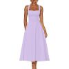 imageKaximil Womens Square Neck Corset A Line Maxi Dress Ruffle Ruched Waist Flowy Long DressesPurple