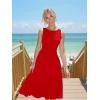 imageKaximil Womens Boat Neck Sleeveless A Line Maxi Dress Ruffle Flowy Casual Long Dresses Medium Red