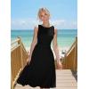 imageKaximil Womens Boat Neck Sleeveless A Line Maxi Dress Ruffle Flowy Casual Long DressesBlack