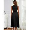 imageKaximil Womens Boat Neck Sleeveless A Line Maxi Dress Ruffle Flowy Casual Long DressesBlack