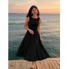 imageKaximil Womens Boat Neck Sleeveless A Line Maxi Dress Ruffle Flowy Casual Long DressesBlack