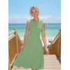 imageKaximil Womens Boat Neck Sleeveless A Line Maxi Dress Ruffle Flowy Casual Long DressesPea Green