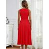imageKaximil Womens Boat Neck Sleeveless A Line Maxi Dress Ruffle Flowy Casual Long DressesRed