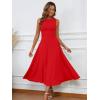 imageKaximil Womens Boat Neck Sleeveless A Line Maxi Dress Ruffle Flowy Casual Long DressesRed